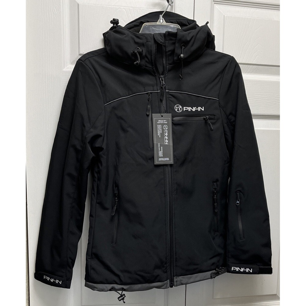 PinFin Black Windbreaker High Tech Jacket Women's Small New